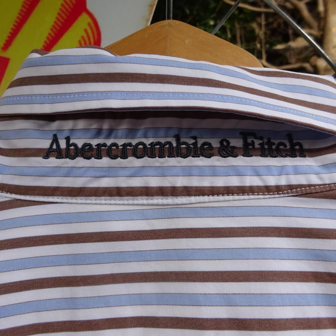 アバクロンビー&フィッチ 長袖シャツ XL 青 茶色 ストライプ アバクロンビー&フィッチ 長袖シャツ XL 青 茶色 ストライプ
