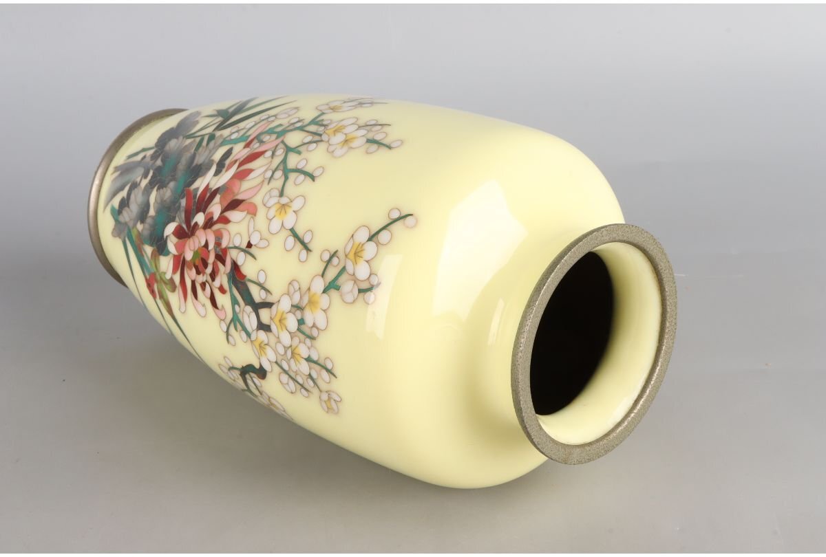 2025 [URA]四君子文七宝花瓶/高さ21.4cm/重さ909g/10-6-104 (