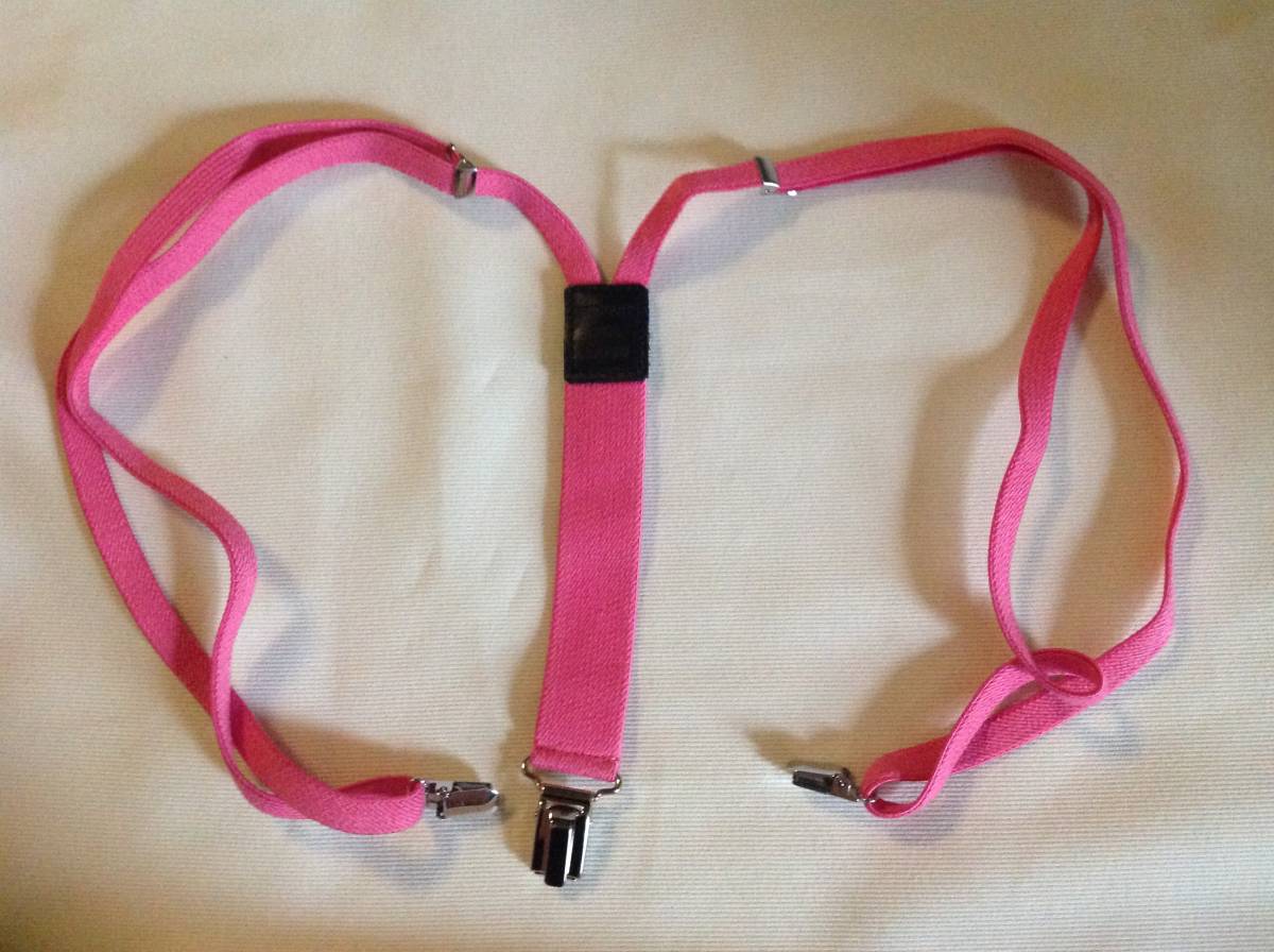 BATSU CLUB back Rav ... for suspenders black Logo pink rubber adjustment possible 