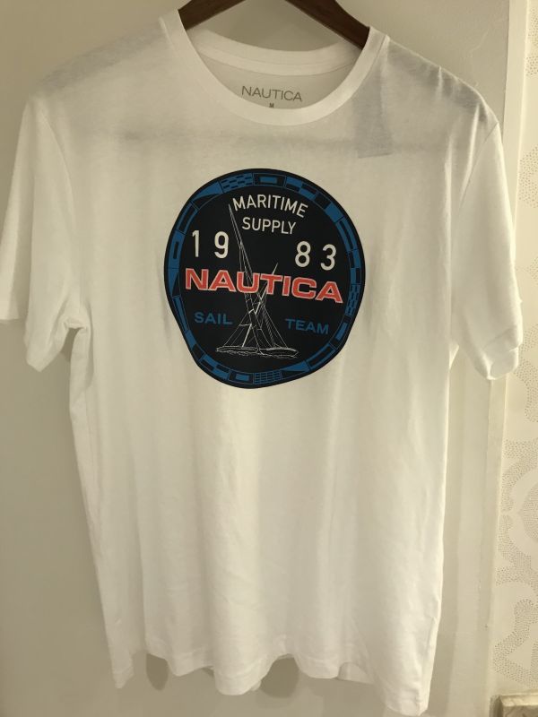 US購入 NAUTICA ノーティカ 半袖 ティーシャツ Tシャツ ホワイト 白色 US Mサイズ 日本Lサイズ 新品未使用_画像1