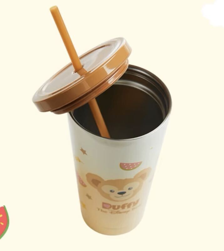 現地購入 正規品】ダッフィー ストロー付ステンレスボトル 現地購入 正規品】ダッフィー ストロー付ステンレスボトル