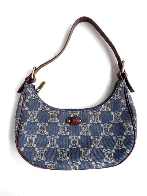 CELINE セリーヌ アクセサリーポーチ マカダム柄 デニム レザー CELINE セリーヌ アクセサリーポーチ マカダム柄 デニム レザー