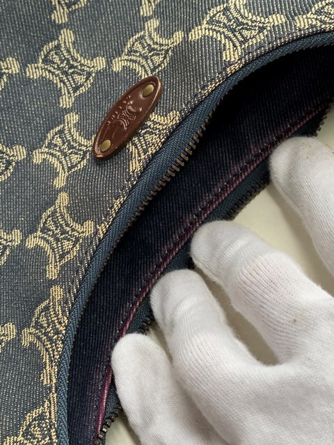CELINE セリーヌ アクセサリーポーチ マカダム柄 デニム レザー CELINE セリーヌ アクセサリーポーチ マカダム柄 デニム レザー