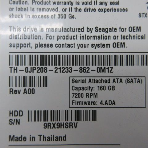 Seagate Barracuda 7200 10 RoHS SERIAL ATA 160GB HDD S/N Seagate Barracuda 7200 10 RoHS SERIAL ATA 160GB HDD S/N