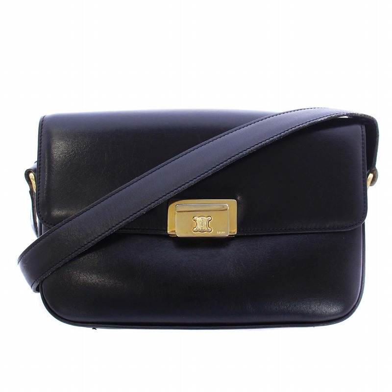 CELINE セリーヌ ショルダーバッグ 黒 トリオンフ ゴールド金具 CELINE セリーヌ ショルダーバッグ 黒 トリオンフ ゴールド金具
