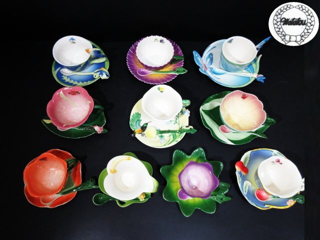 XC374 /1watatou/ワタトウ/カップ&ソーサー&スプーン/花 小鳥 XC374 /1watatou/ワタトウ/カップ&ソーサー&スプーン/花 小鳥
