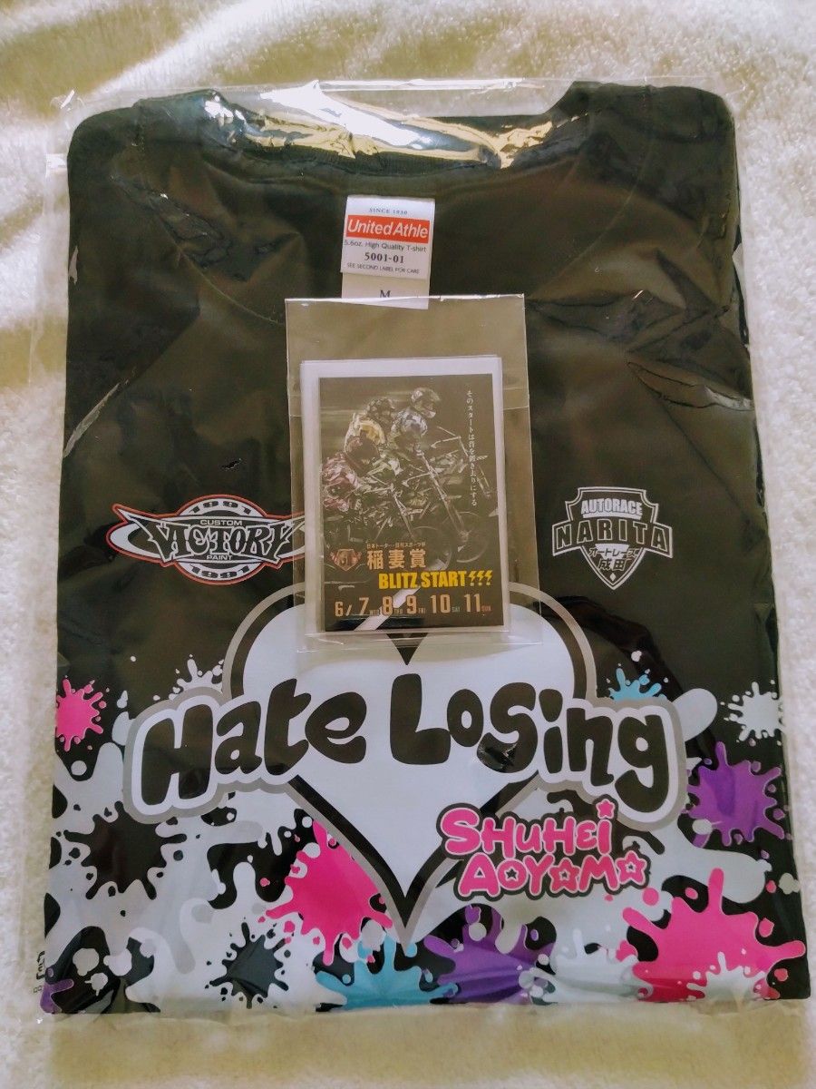 値下げ 伊勢崎オート 青山周平 直筆サイン入り Tシャツ オッズパーク 伊勢崎オートレース 青山周平選手 2024年度前期No 1記念Tシャツ