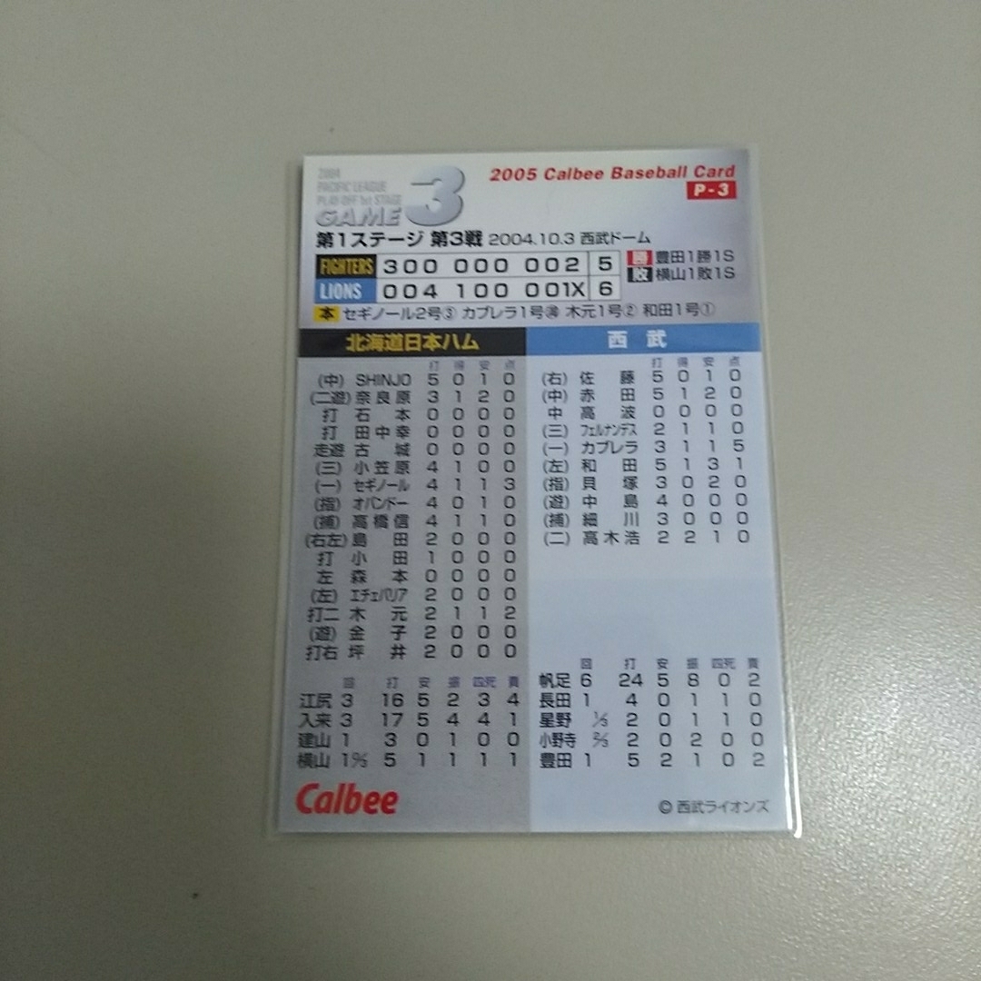 代購代標第一品牌-樂淘letao-カルビー2005年P-3 和田一浩(西武)プレーオフカード 代購代標第一品牌-樂淘letao-カルビー2005年P-3 和田一浩(西武)プレーオフカード