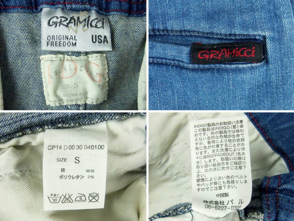 ■GRAMiCCi グラミチ × IDG チャオパニック 別注 / メンズ / インディゴ USED加工 ストレッチ デニム クライミングパンツ ショーツ size S_画像3