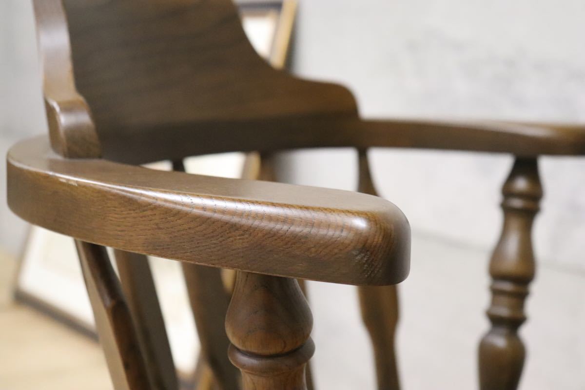 スモーカーズボウ アームチェア 無垢材 英国 カントリー スタイル アンティーク オランダ 椅子 キャプテンチェア gmct191 B_画像8