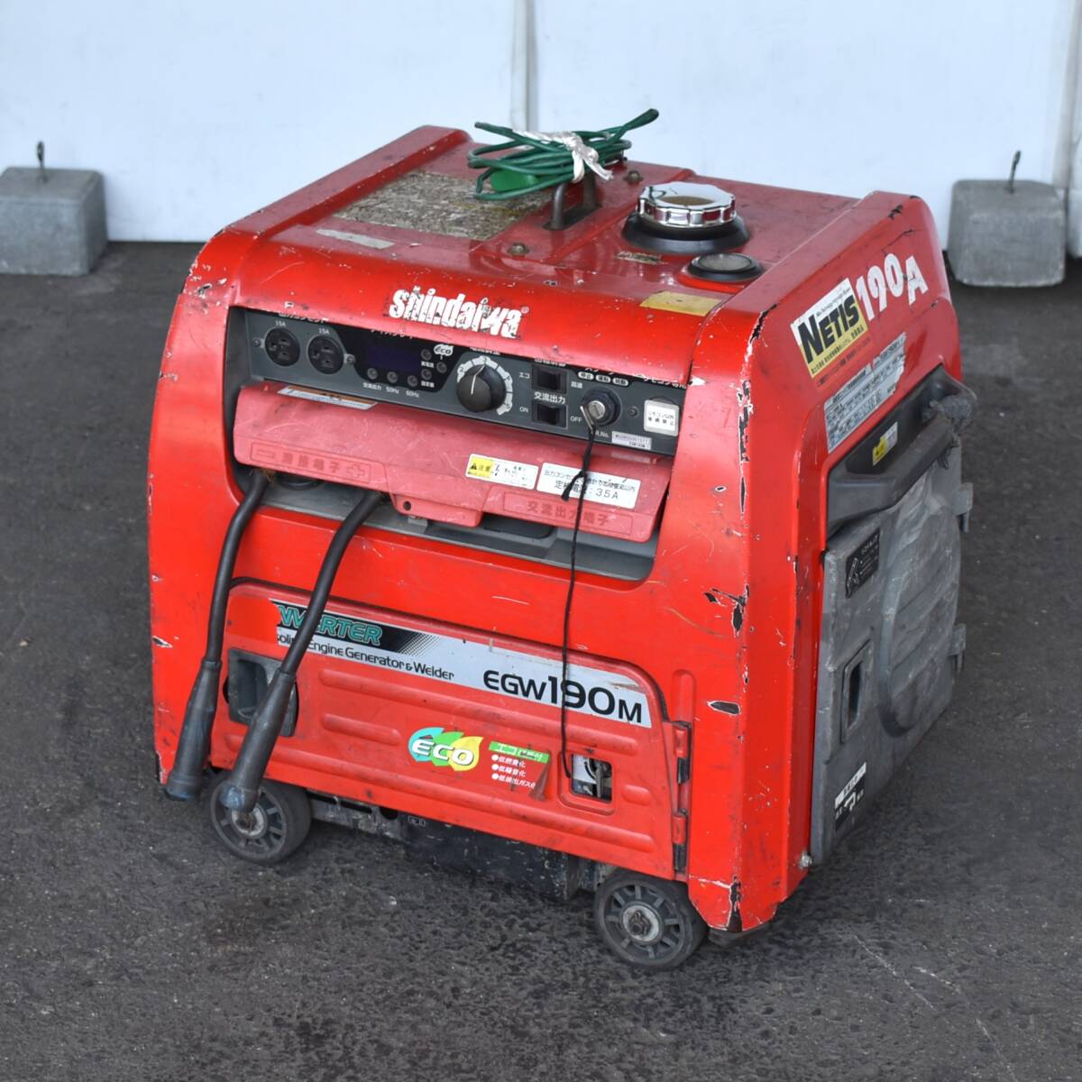 『引取推奨』shindaiwa/新ダイワ ガソリンエンジン溶接機兼発電機 EGW190M-I 190Aクラス 発電100V EG始動確認済/現状品 yt1417ジ 60608-01