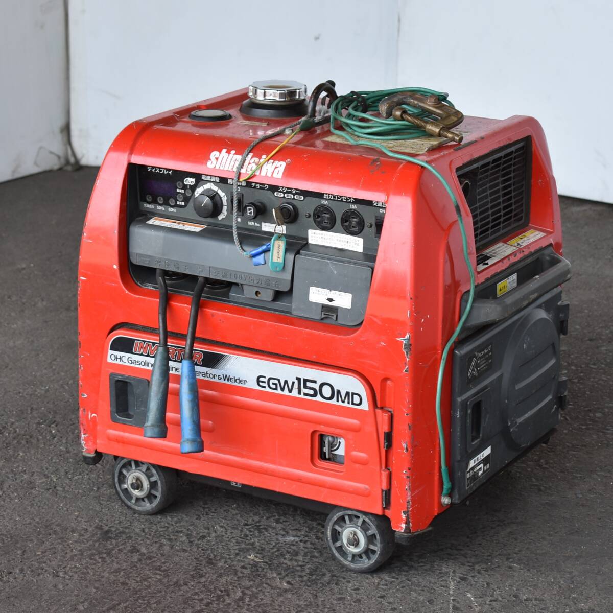 『引取推奨』shindaiwa/新ダイワ ガソリンエンジン溶接機兼発電機 EGW150MD-I 150Aクラス 発電100V EG始動確認済/現状品 yt1418ジ 60608-02
