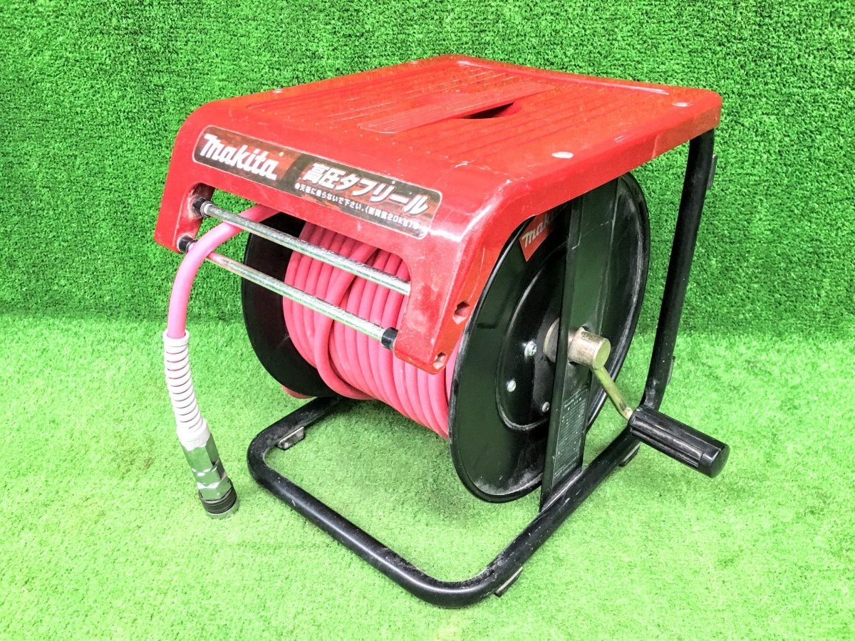 中古品 makita マキタ 30m 高圧タフリール A-49220 エアホースドラム