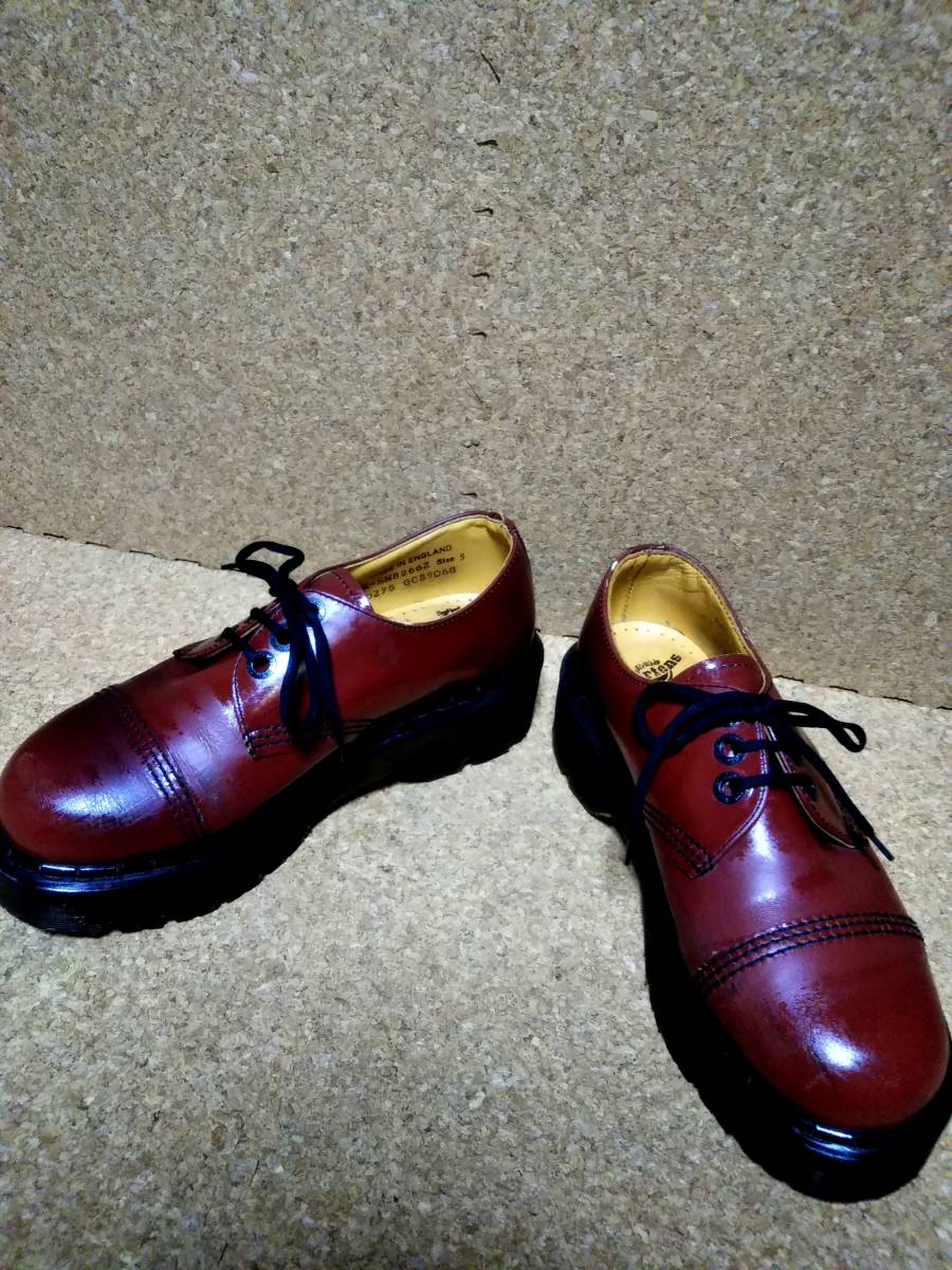 [Dr.MARTENS] Dr. Martens Britain made k Lazy bom3 hole shoes UK5 (24cm ) England made Cherry red rare ultra rare [ superior article ]