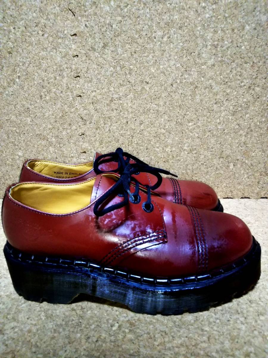 [Dr.MARTENS] Dr. Martens Britain made k Lazy bom3 hole shoes UK5 (24cm ) England made Cherry red rare ultra rare [ superior article ]