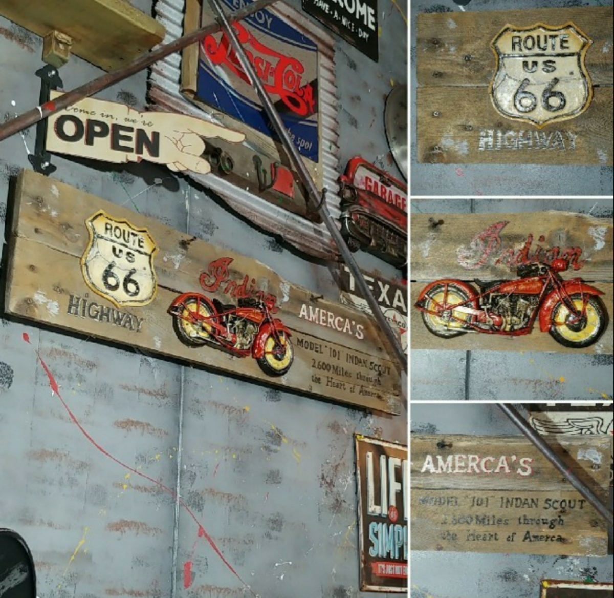 《American ROUTE66》アメリカン ヴィンテージ Style/クラッシックカー(Indian)ウォールデコ Model 101店舗什器#アメリカン#ヴィンテージ 2