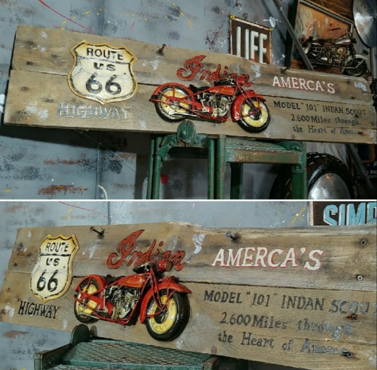 《American ROUTE66》アメリカン ヴィンテージ Style/クラッシックカー（Indian）ウォールデコ Model 101店舗什器#アメリカン#ヴィンテージ_画像3