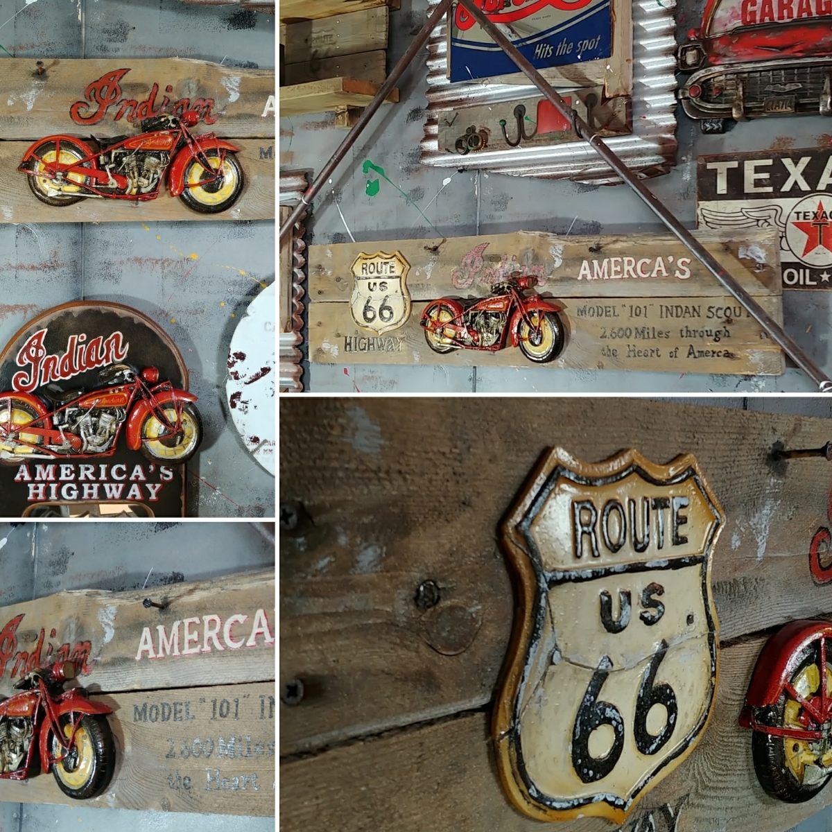 《American ROUTE66》アメリカン ヴィンテージ Style/クラッシックカー（Indian）ウォールデコ Model 101店舗什器#アメリカン#ヴィンテージ_画像6