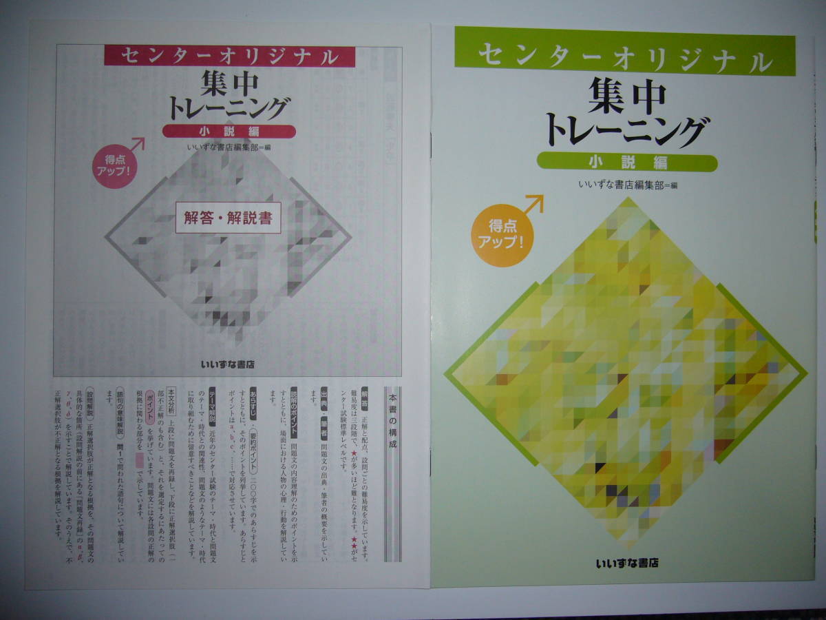 センターオリジナル 集中トレーニング　小説編　解答・解説書 付属　いいずな書店　国語