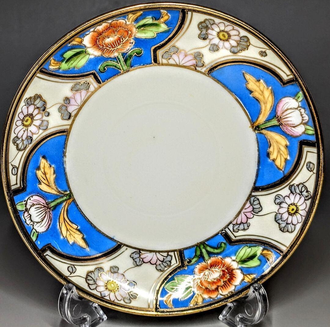 里帰り 輸出陶磁器 オールドノリタケ銘品!! 金盛上蒼華更紗紋図 里帰り 輸出陶磁器 オールドノリタケ銘品!! 金盛上蒼華更紗紋図