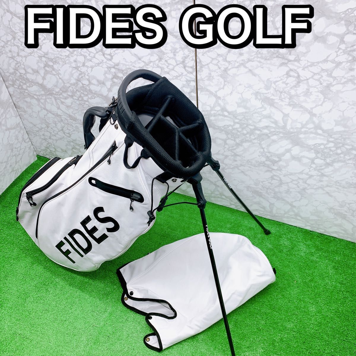 良品】FIDES フィデス キャディバック GOLF ホワイト スタンド 良品】FIDES フィデス キャディバック GOLF ホワイト スタンド