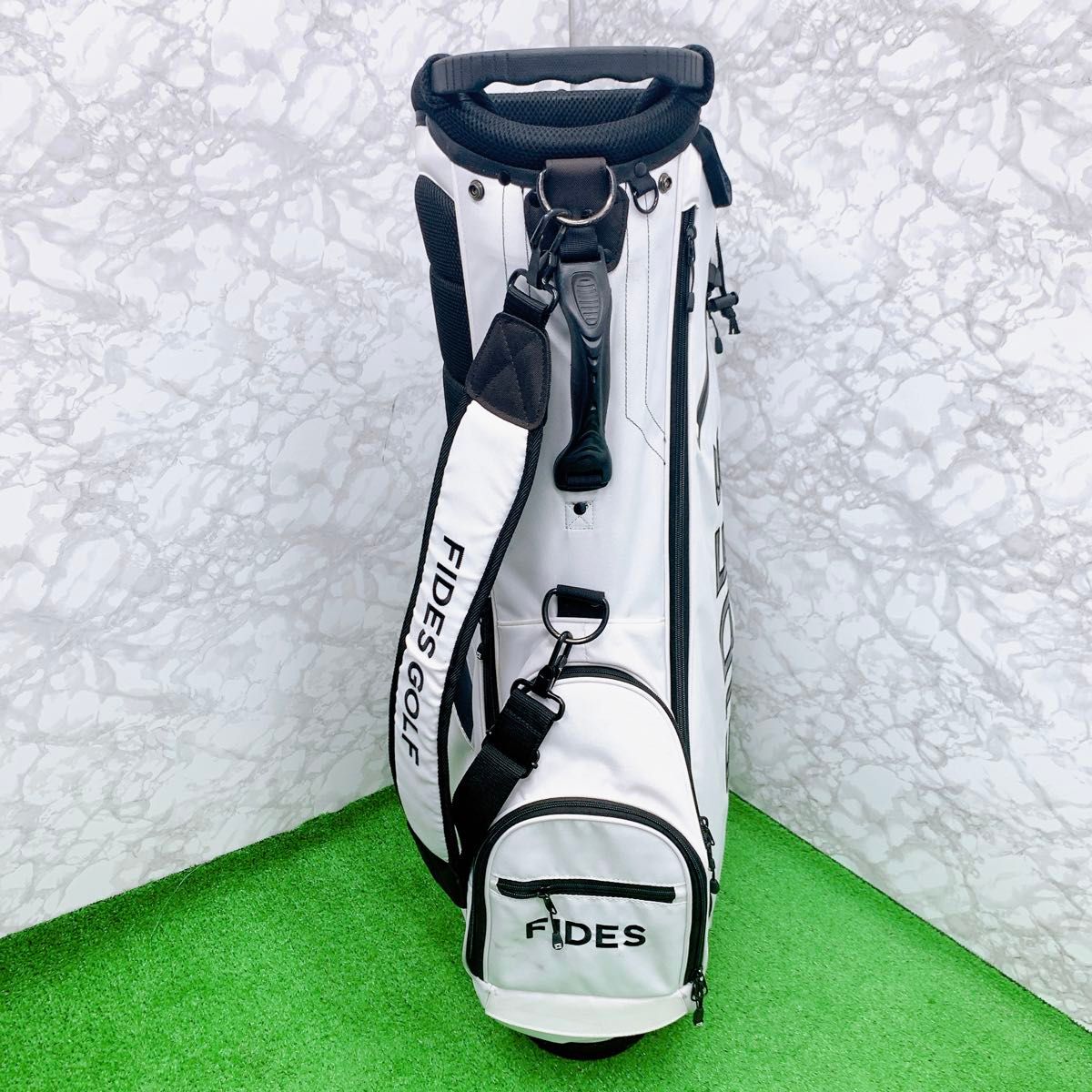 良品】FIDES フィデス キャディバック GOLF ホワイト スタンド 良品】FIDES フィデス キャディバック GOLF ホワイト スタンド