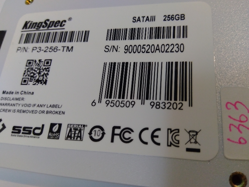 SSD 256GB (6363時間) P3-256-TM (KingSpec 金勝電子科技 SSD 256GB (6363時間) P3-256-TM (KingSpec 金勝電子科技