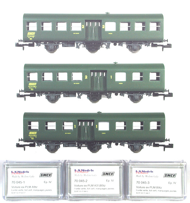 品多く #70045 L.S.MODELS ＳＮＣＦ（フランス国鉄） 基本３輌セット ３軸客車 Ex-ＰＬＭ 外国車輌
