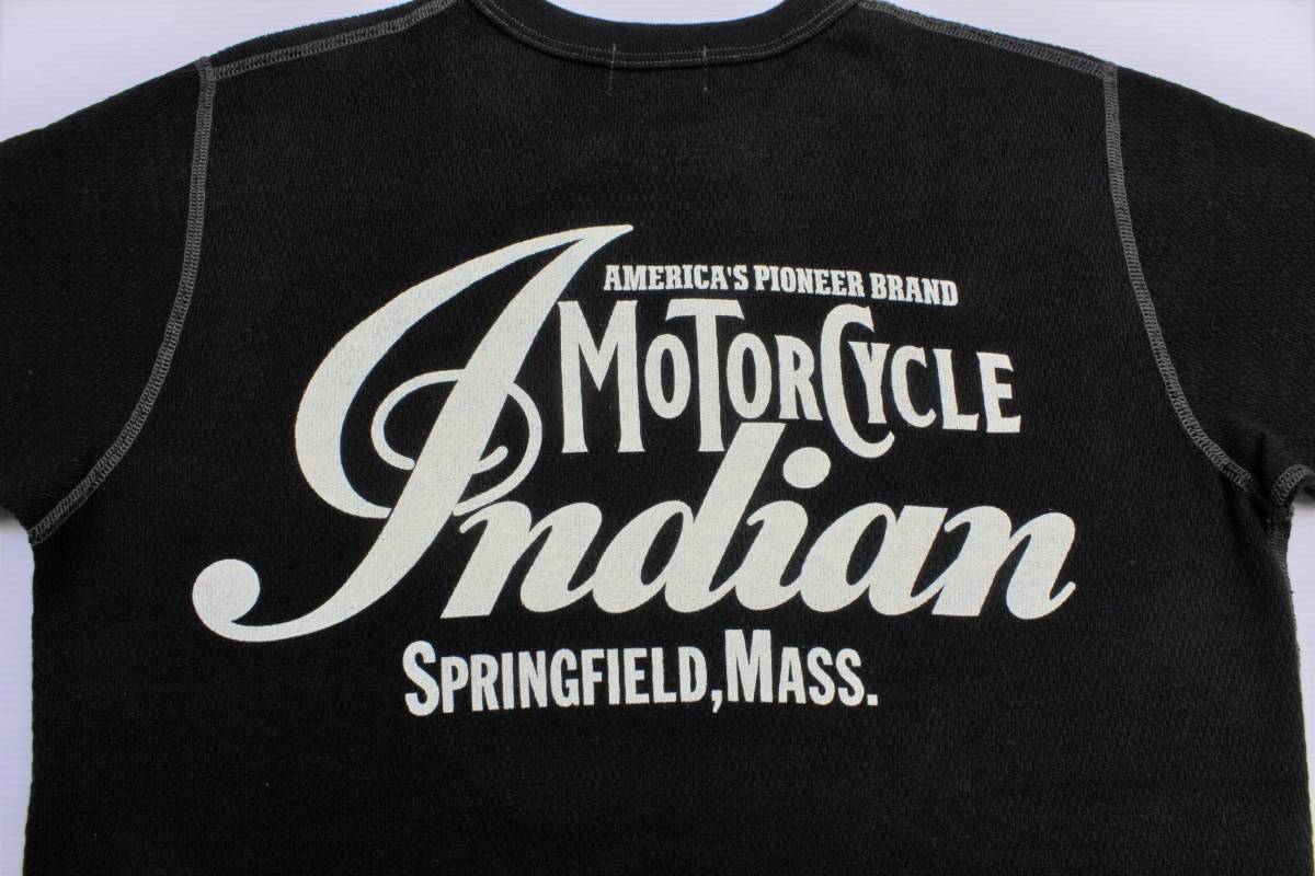 YTS51東洋Sインディアン モーターサイクル サーマル 半袖Tシャツ4本針INDIAN MORTORSYCLEスプリングフィールド 黒色