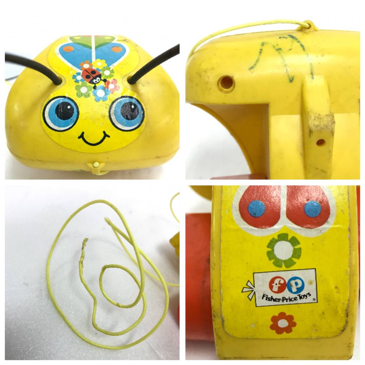 フィッシャー プライス てんとう虫 プルトイ おもちゃ 玩具 Lady Bug レトロ オールド アンティーク ビンテージ FISHER PRICE TOYS D-2259_画像4