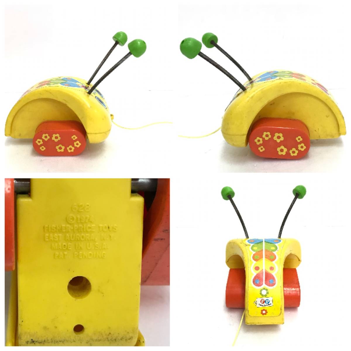 フィッシャー プライス てんとう虫 プルトイ おもちゃ 玩具 Lady Bug レトロ オールド アンティーク ビンテージ FISHER PRICE TOYS D-2259_画像3