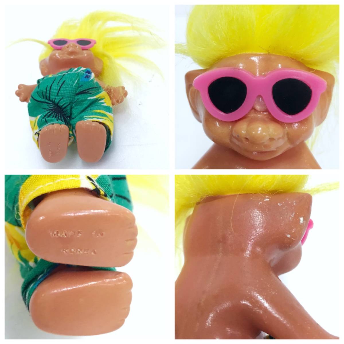 トロール 人形 サングラス グリーンパンツ おもちゃ 玩具 レトロ ビンテージ アンティーク オールド HOBBY コレクション TROLL DOLL D-2116_画像4