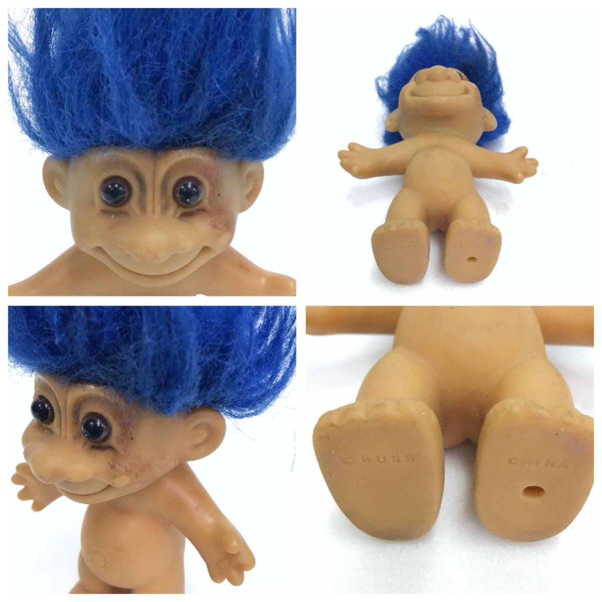 トロール 人形 ブルー ヘア レトロ おもちゃ 玩具 オールド ビンテージ アンティーク TOY HOBBY コレクション 青 TROLL DOLL 雑貨 D-2088_画像4