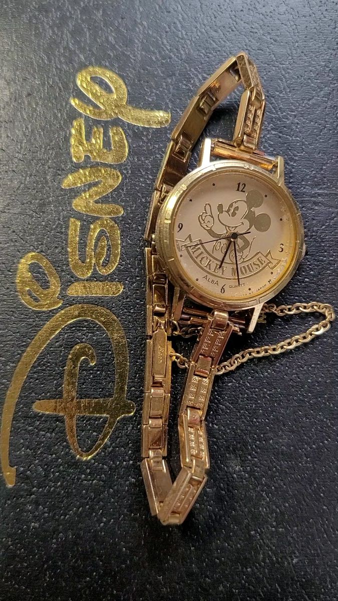  Disney Mickey SEIKO ALBA ディズニー ミッキー ゴールド クォーツ レディース 腕時計 ブレスレット