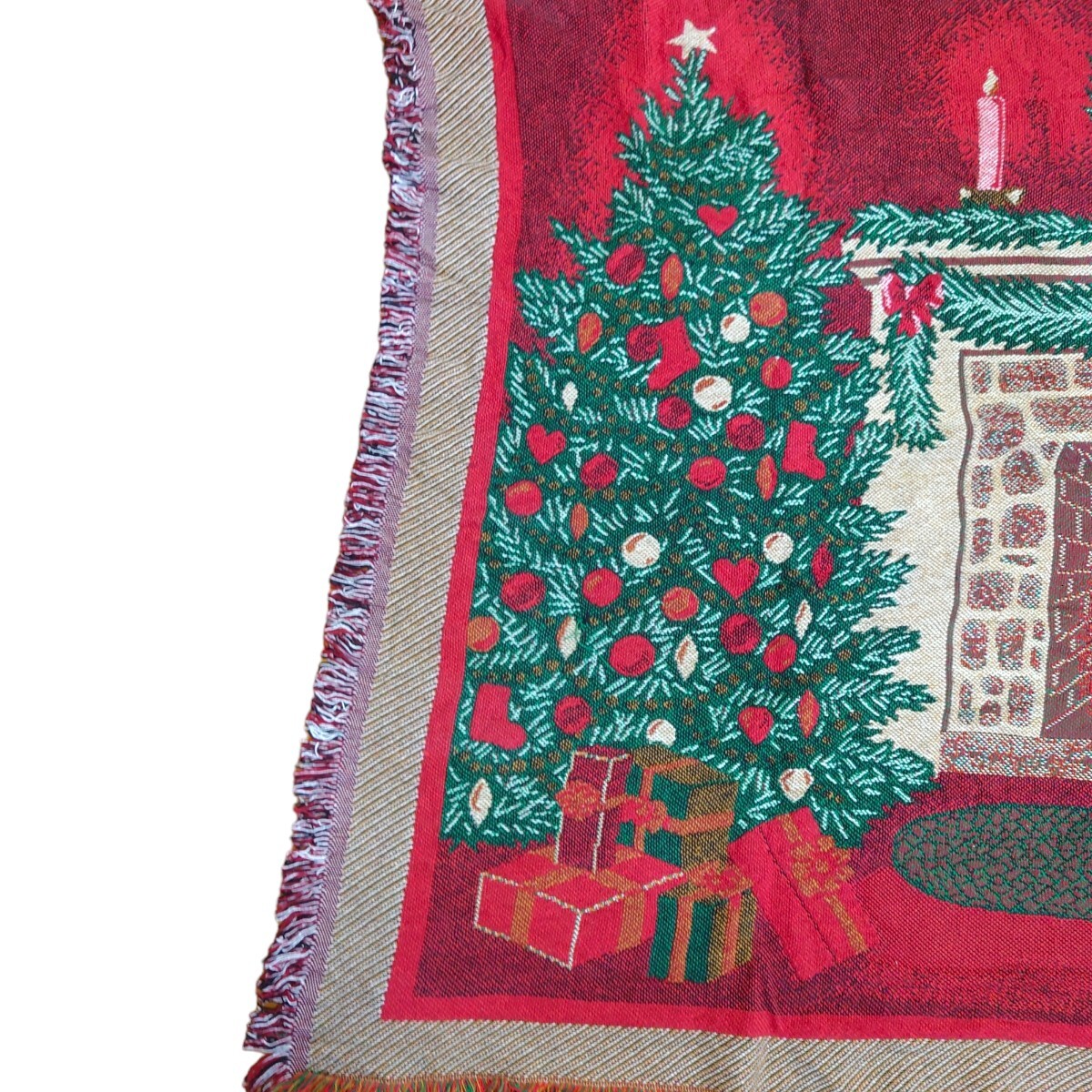 vintageラグ カーペット 暖炉、猫、クリスマス、クリスマスツリー 622 vintageラグ カーペット 暖炉、猫、クリスマス、クリスマス