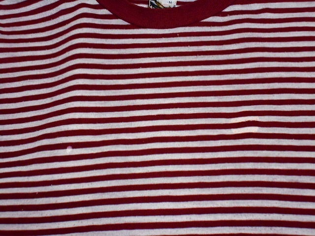 ★年代物らしいダメージが◎な1枚★Made in USAアメリカ製CAMPUSキャンパスビンテージ2色使いボーダーTシャツ70s70年代茶色×白色ツートン_画像4