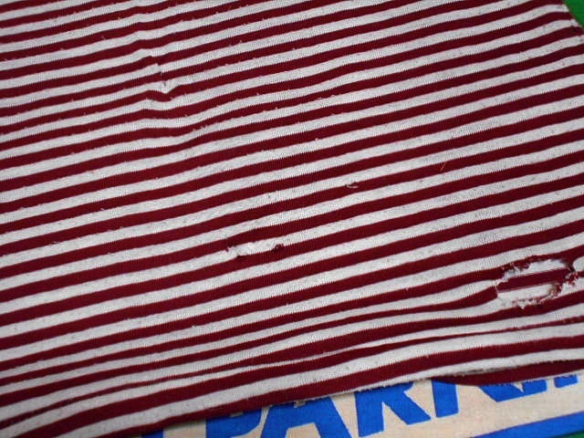 ★年代物らしいダメージが◎な1枚★Made in USAアメリカ製CAMPUSキャンパスビンテージ2色使いボーダーTシャツ70s70年代茶色×白色ツートン_画像9