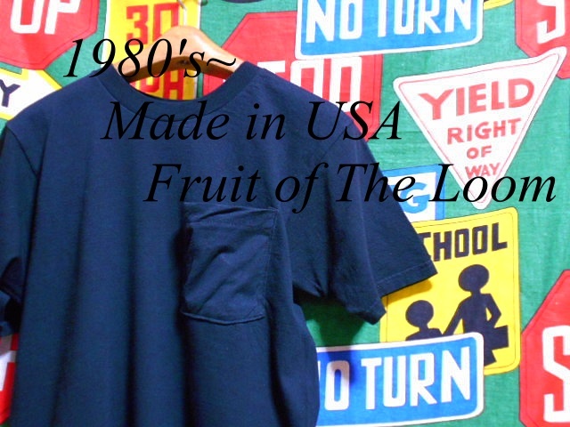 ★コンディション良好な1枚★Made in USA製アメリカ製Fruit of the LoomフルーツオブザルームビンテージポケットTシャツ80s80年代ブラックM