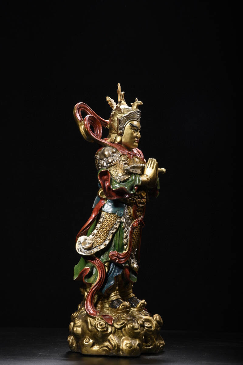 珍品旧蔵* 清時代 宗教仏像 銅塗金 【宗喀巴】 古置物 賞物 極細 珍品旧蔵* 清時代 宗教仏像 銅塗金 【宗喀巴】 古置物 賞物 極細