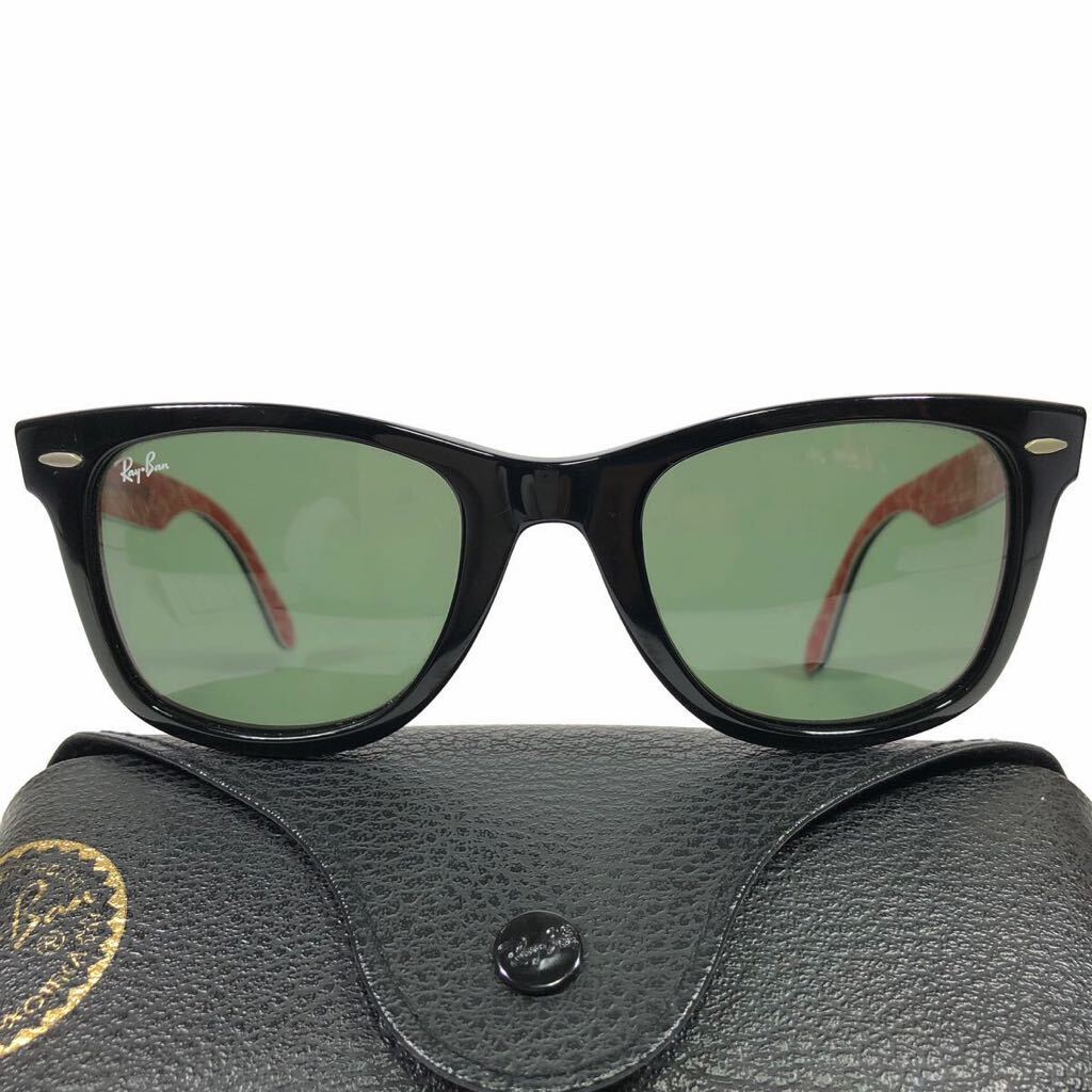 [ RayBan ] genuine article Ray-Ban sunglasses WAYFARER Wayfarer RB 2140-F black × red × white color men's lady's Italy made case postage 520 jpy 