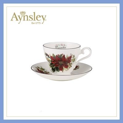 Aynsley エインズレイ イギリス 誕生月カップ カップ&ソーサー 洋食器 茶器 花柄 お祝い プレゼント 12月