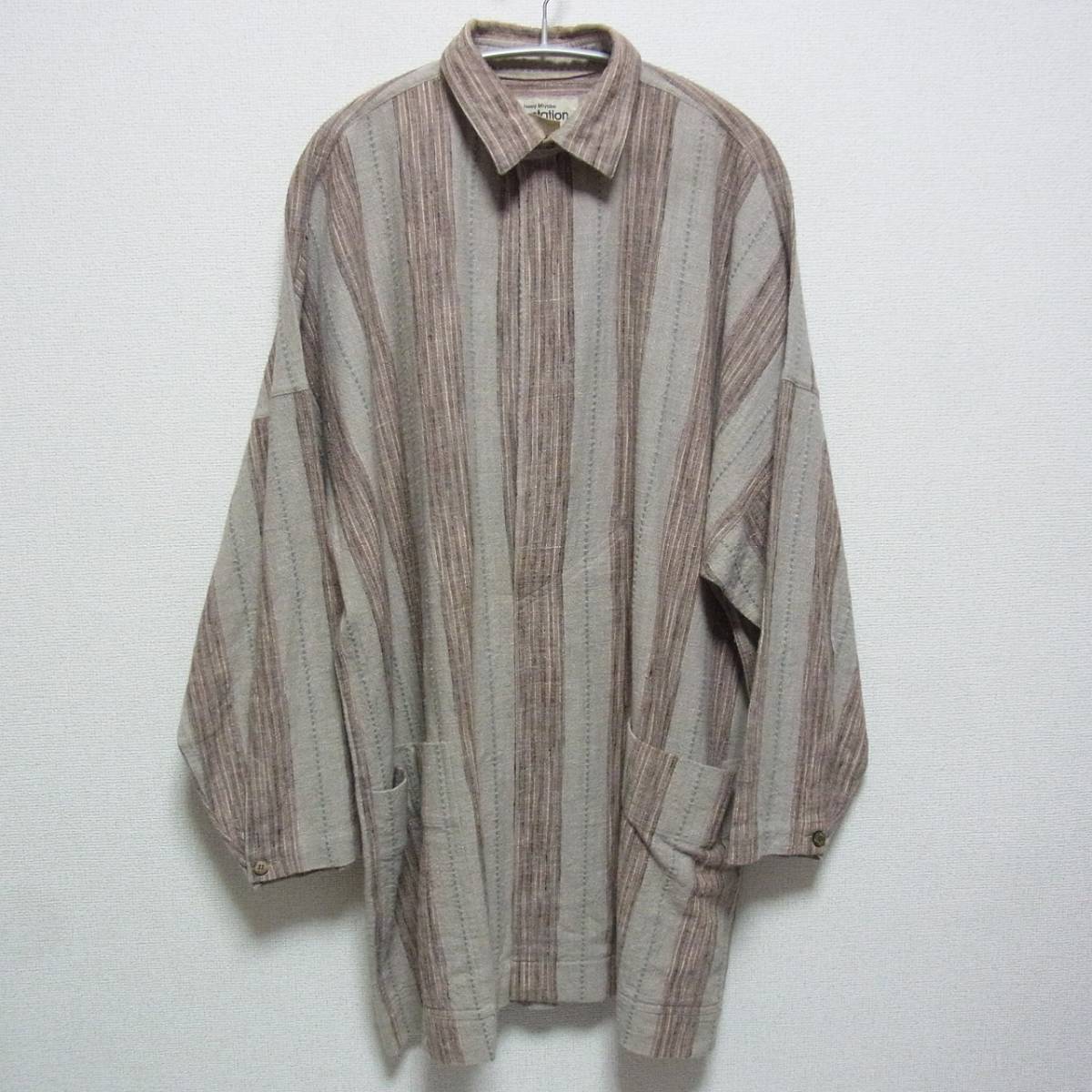 80s Plantation ISSEY MIYAKE イッセイミヤケ 和 織物 プルオーバー かぶり M ビッグシルエット