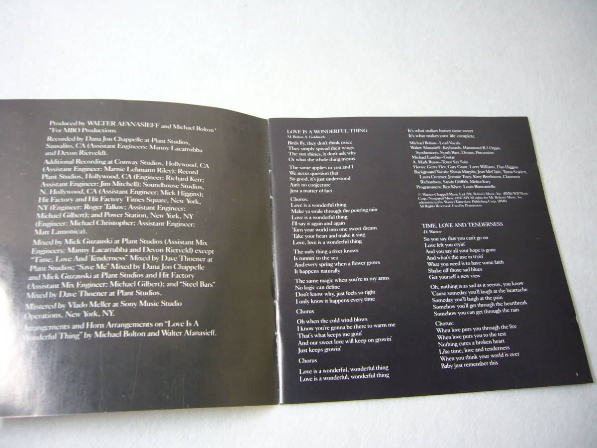 米国現地購入CD 「MICHEAL BOLTON」TIME LOVE & TENDERNESS