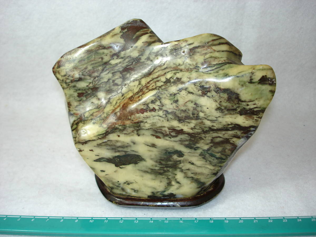 ヤフオク 逸品堂 台座付き 縞模様の様な柄入り石 溜 ヤフオク 逸品堂 台座付き 縞模様の様な柄入り石 溜