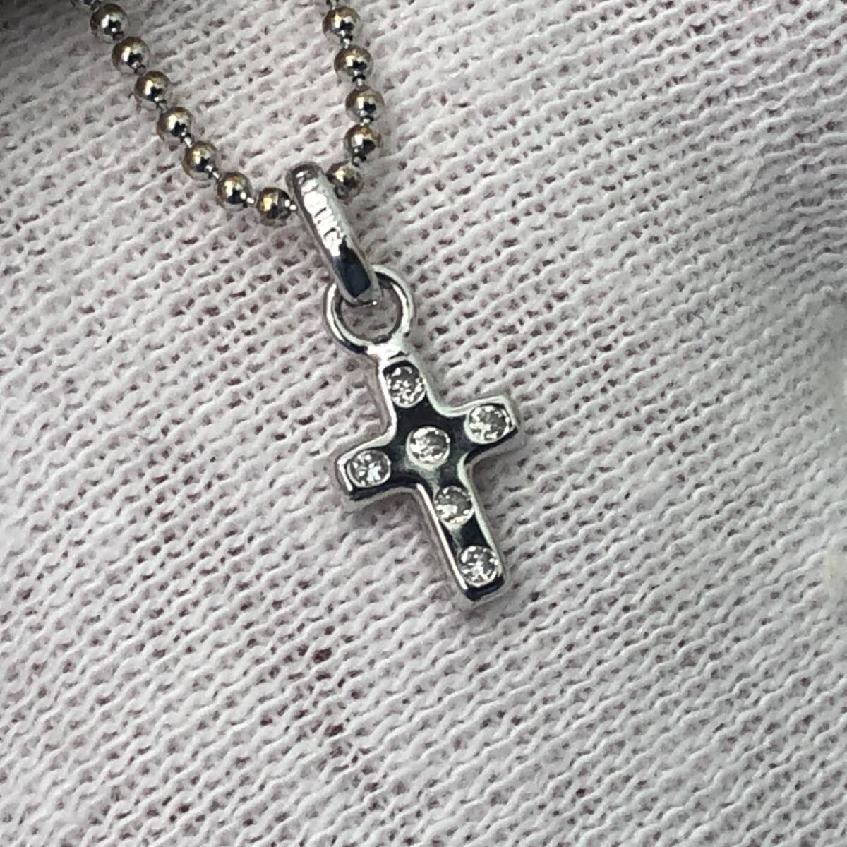 [25000 иен старт ]K14WG Cross колье diamond есть мяч цепь полная масса :1.9g длина :40. белое золото letter pack почтовый сервис плюс отправка 
