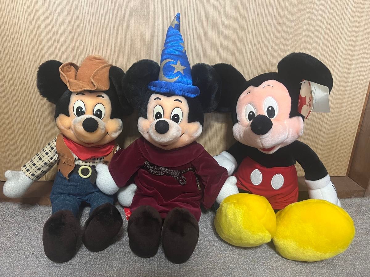 レトロ レア ミッキーマウスぬいぐるみ3体セットファンタジア レトロ レア ミッキーマウスぬいぐるみ3体セットファンタジア