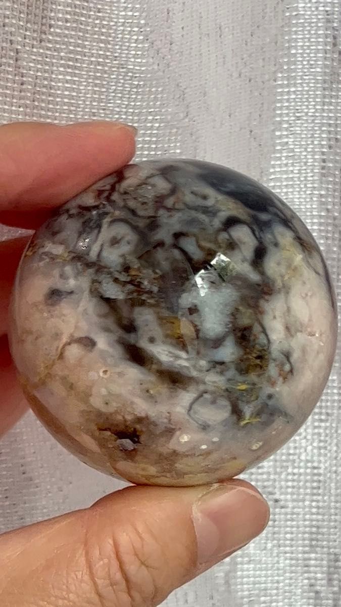 夜桜瑪瑙 スフィア 丸玉 天然石 置物