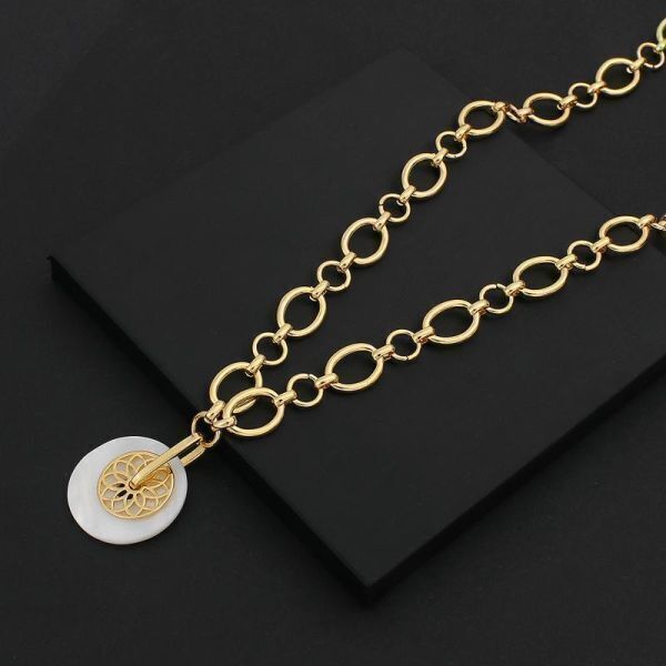 ZK121:[ regular price 24800 jpy ]1 jpy start shell pendant necklace 18KGP top class Gold cheap high quality 