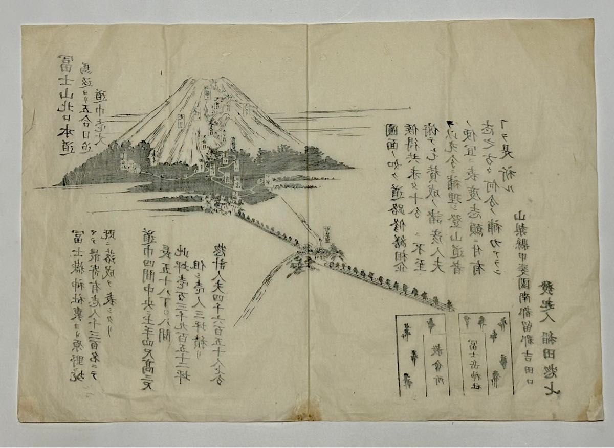 富士山北口本道 道路修繕募集刷物」稲田惣七 明治期 木版画 1枚 富士山北口本道 道路修繕募集刷物」稲田惣七 明治期 木版画 1枚