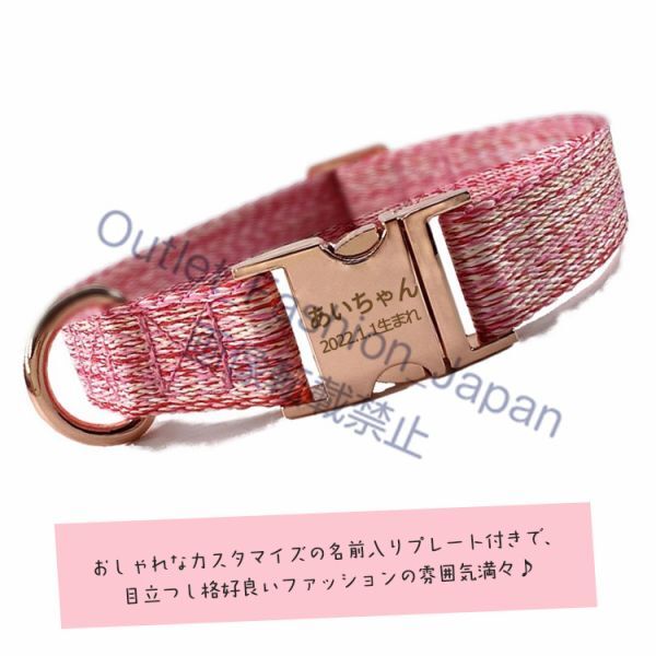 (オレンジ) 首輪 リード 名入れ 犬 名前入り 犬用 首輪 リード 2點(diǎn)セット ネーム入れ 迷子札 おすすめ おしゃれ 小型 中型 大型犬 名札